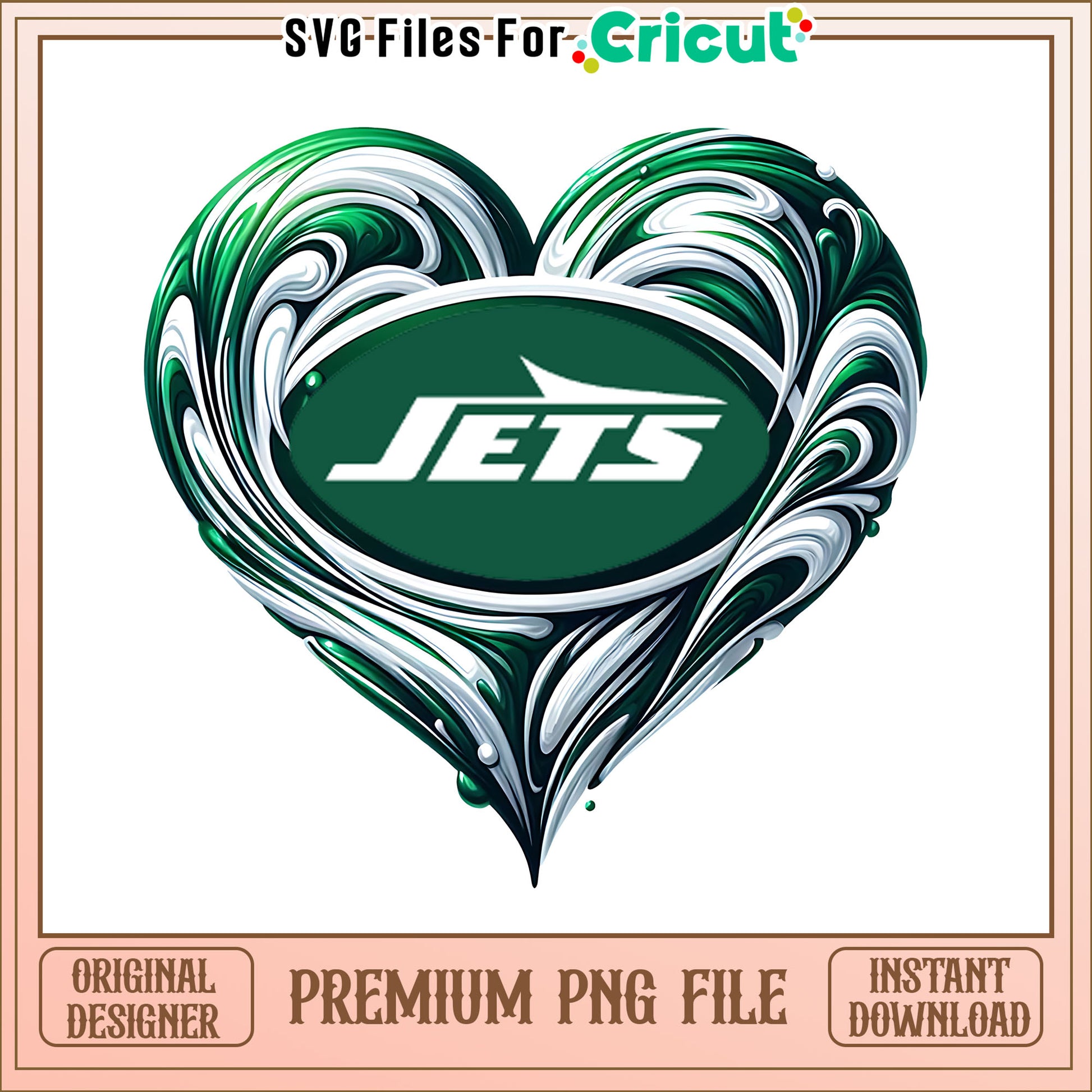 Jets logo vintage heart png, New York Jets png, NFL png