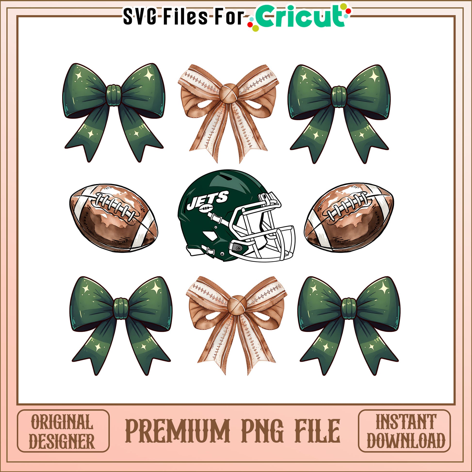 Jets rugby ball and bow png, New York Jets png, NFL png