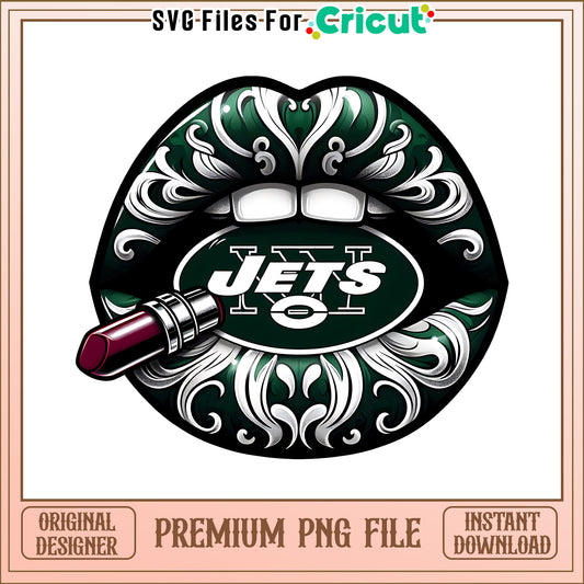Jets vintage lips design png, New York Jets png, NFL png
