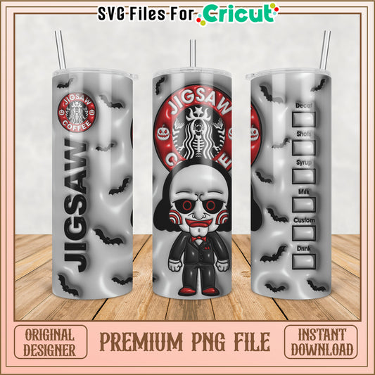 Jigsaw Halloween Starbucks Tumbler PNG
