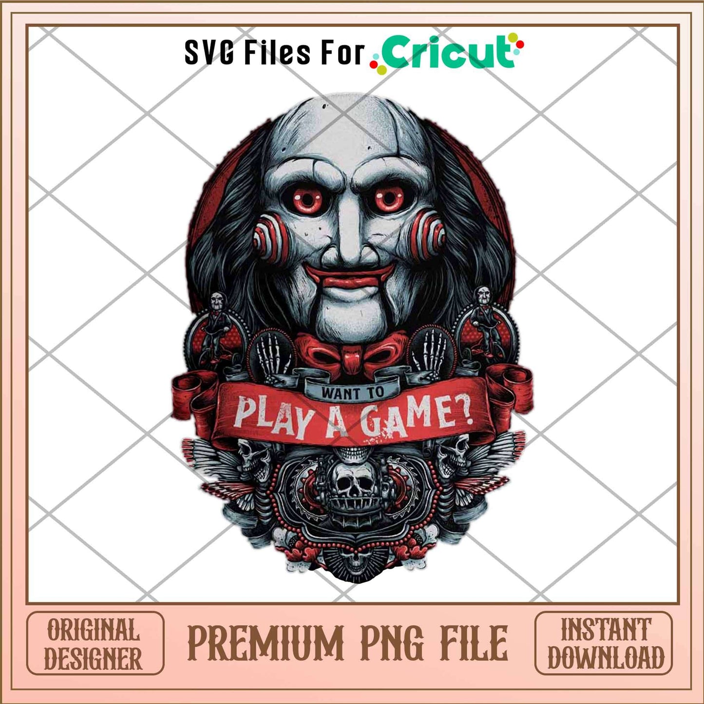 Jigsaw Sublimation Transfer want to play a game png, Horror characters png, Digital Download