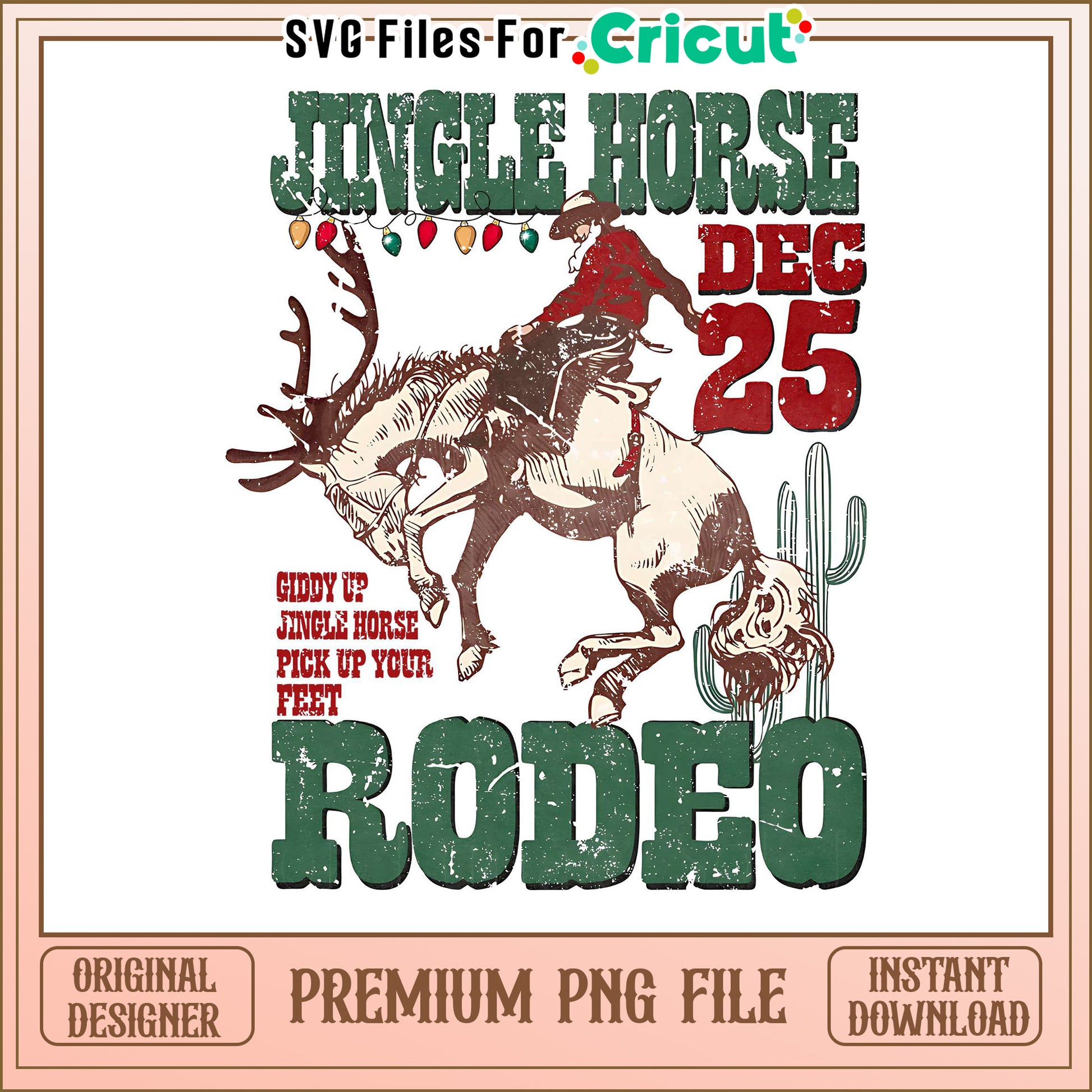 Jingle Horse Rodeo PNG Design for Cricut, Instant Download File