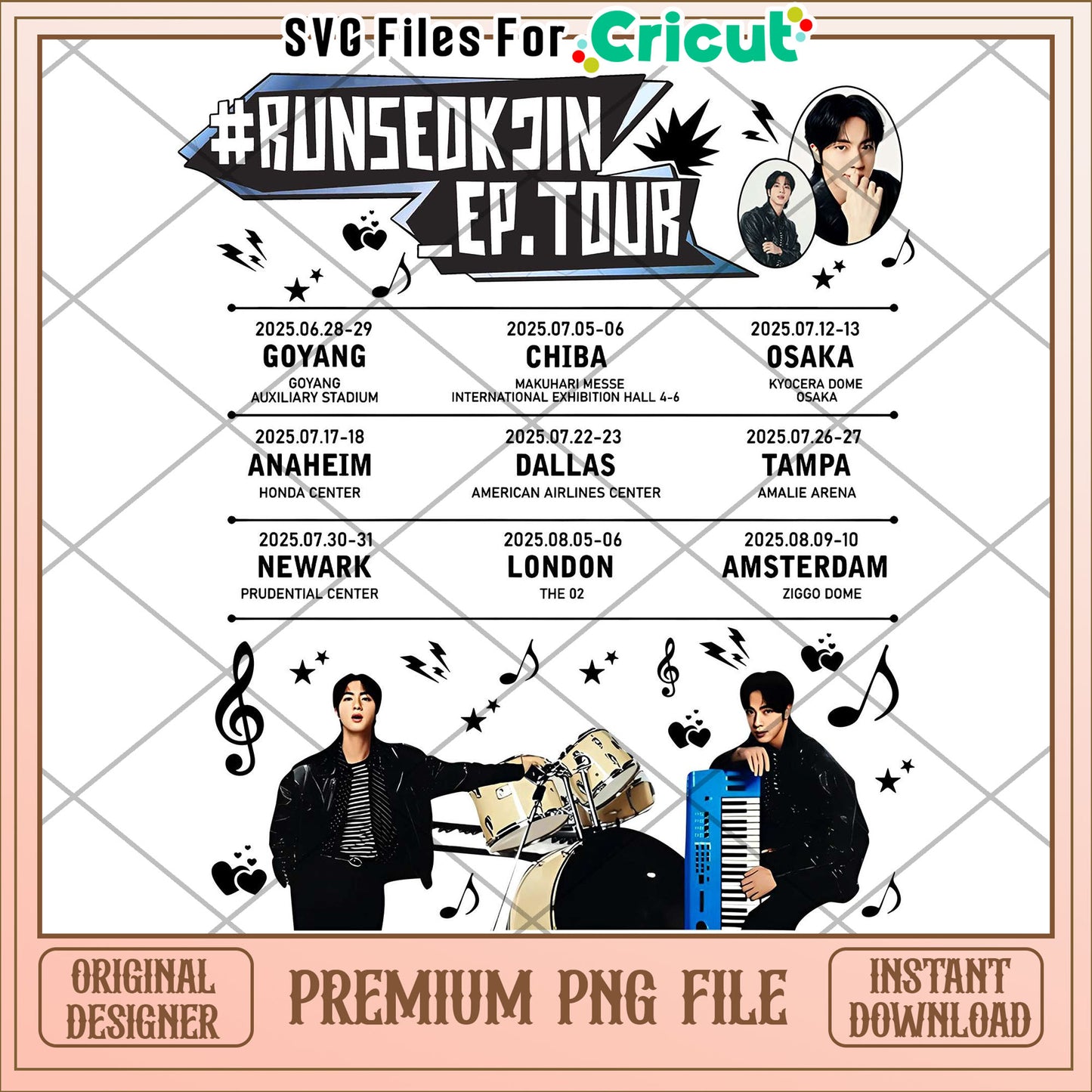 Jin world tour png, jin concert design png, bts solo tour png