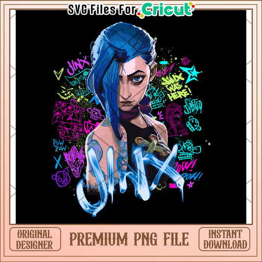 Jinx arcane design png, arcane netflix png, league of legend png