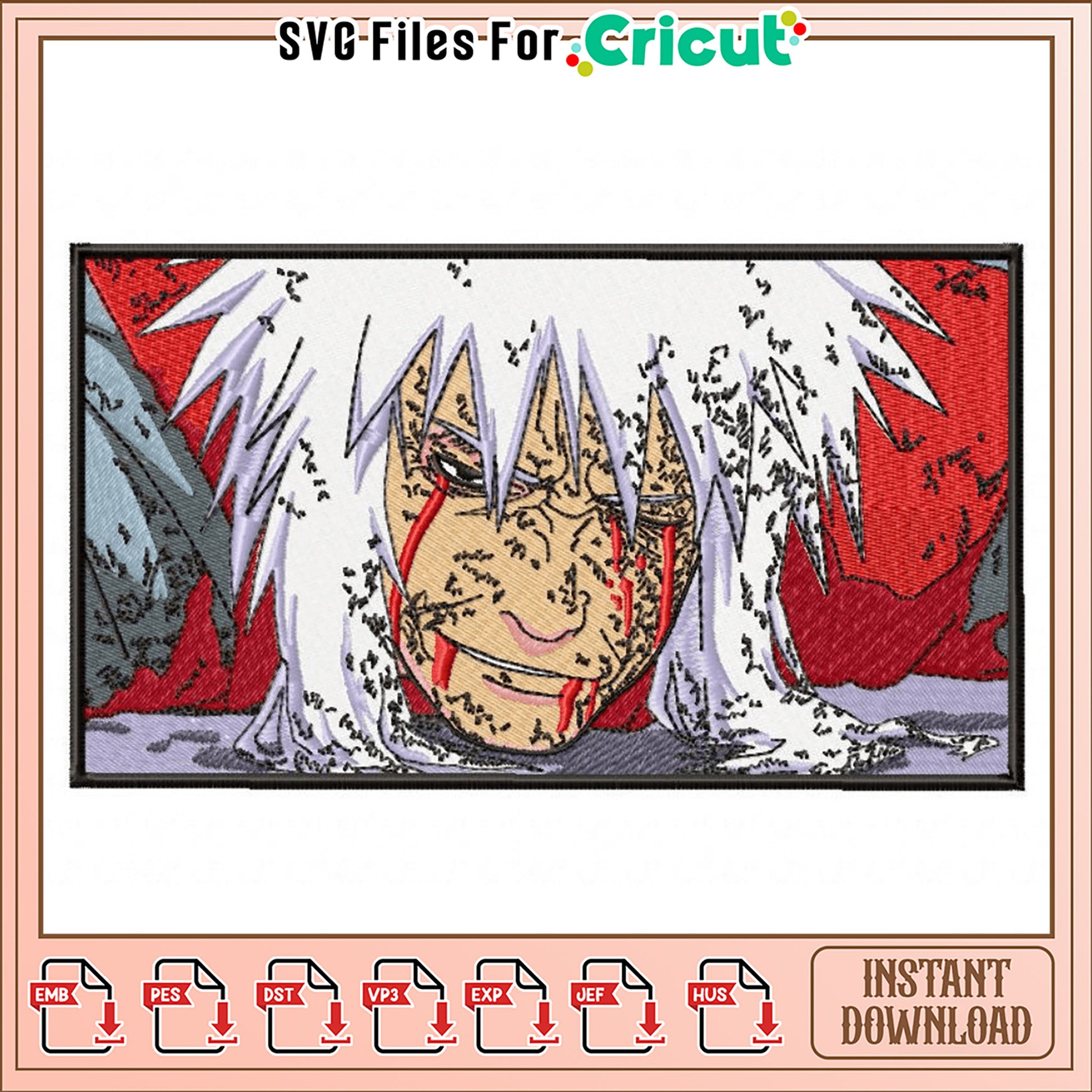 Jiraiya Embroidery Design Instant Download File Format