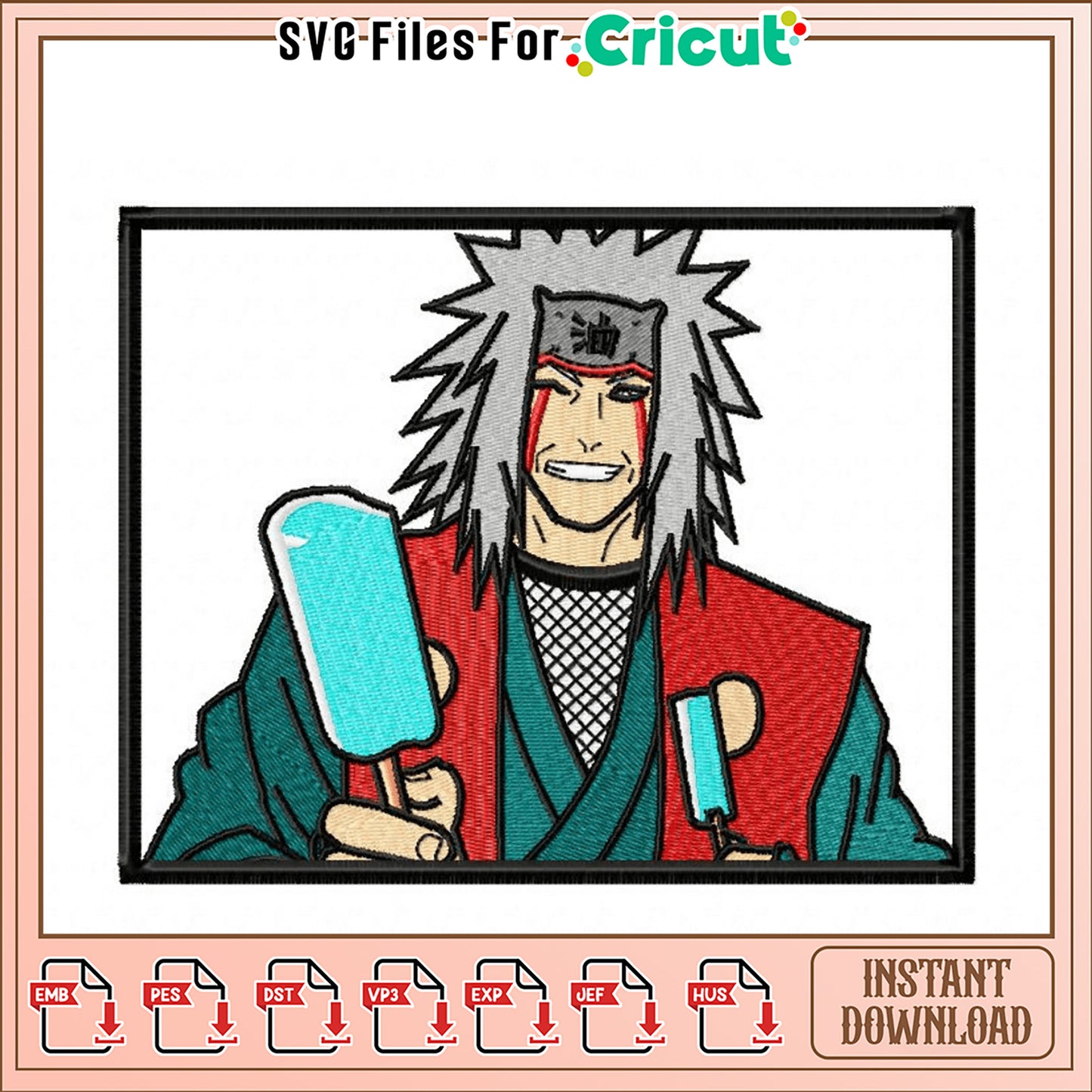 Jiraiya Popsicle Embroidery Design Instant Download