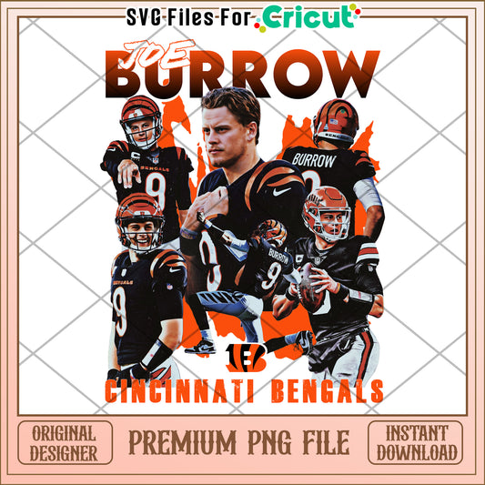 Joe Burrow PNG File for Cricut, Cincinnati Bengals Design Download