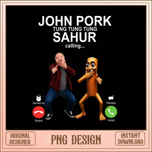John Pork And Tung Tung Sahur PNG, Funny Meme Design PNG, Viral Meme PNG