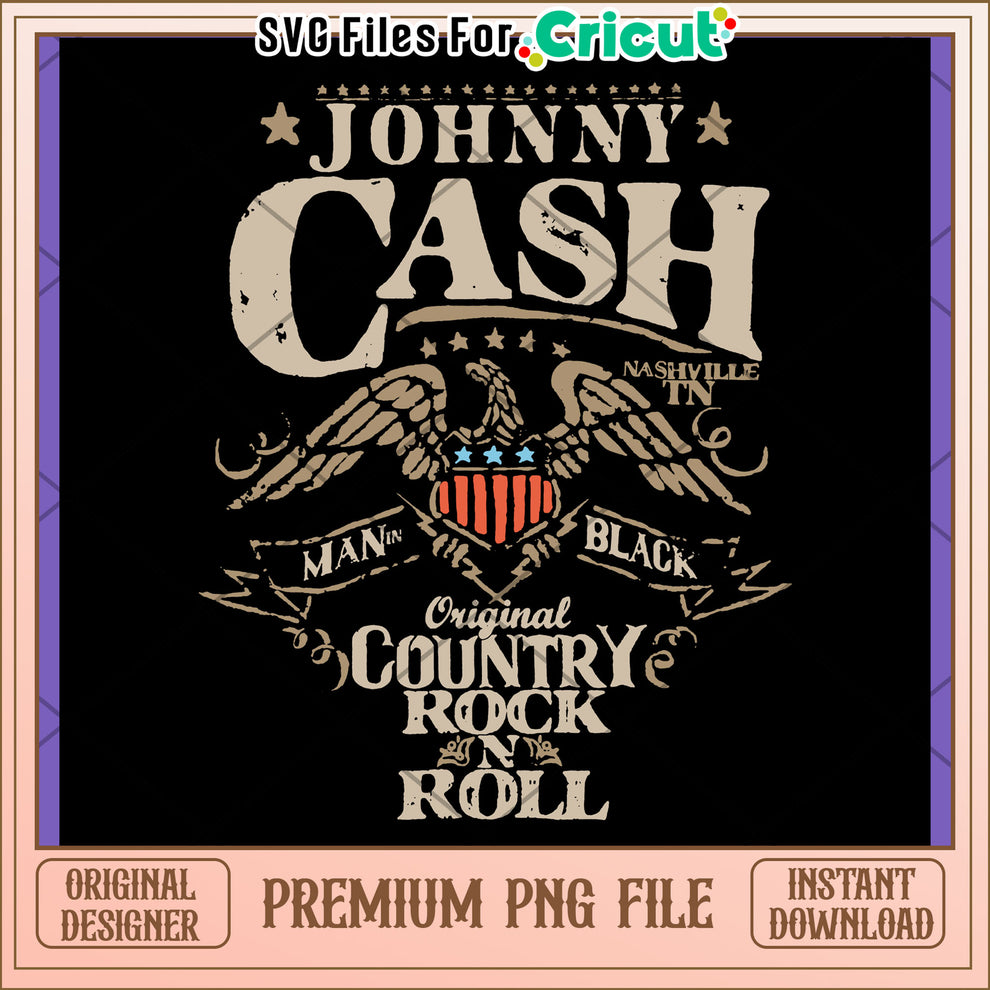 Johnny Cash PNG Design Country Rock Roll – svg files for cricut