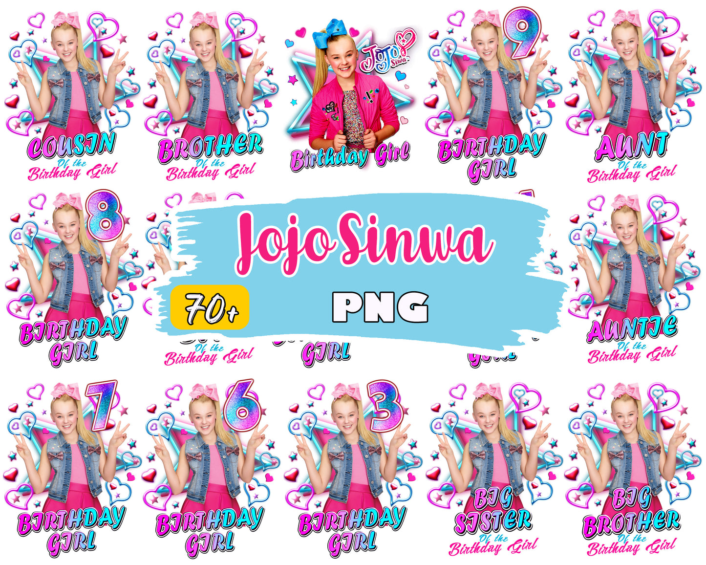 Jojo siwa birthday girl bundle png, jojo siwa birthday​ png