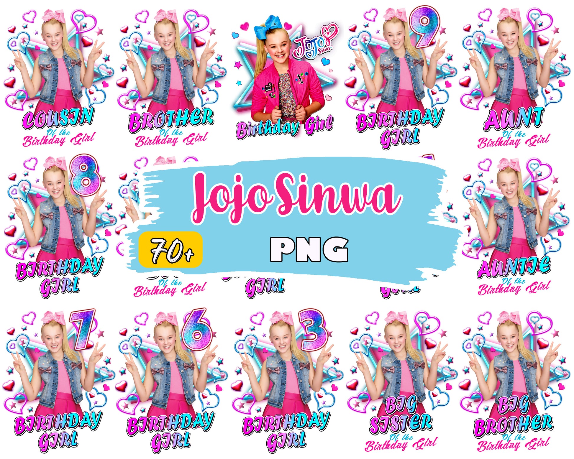Jojo siwa birthday girl bundle png, jojo siwa birthday​ png