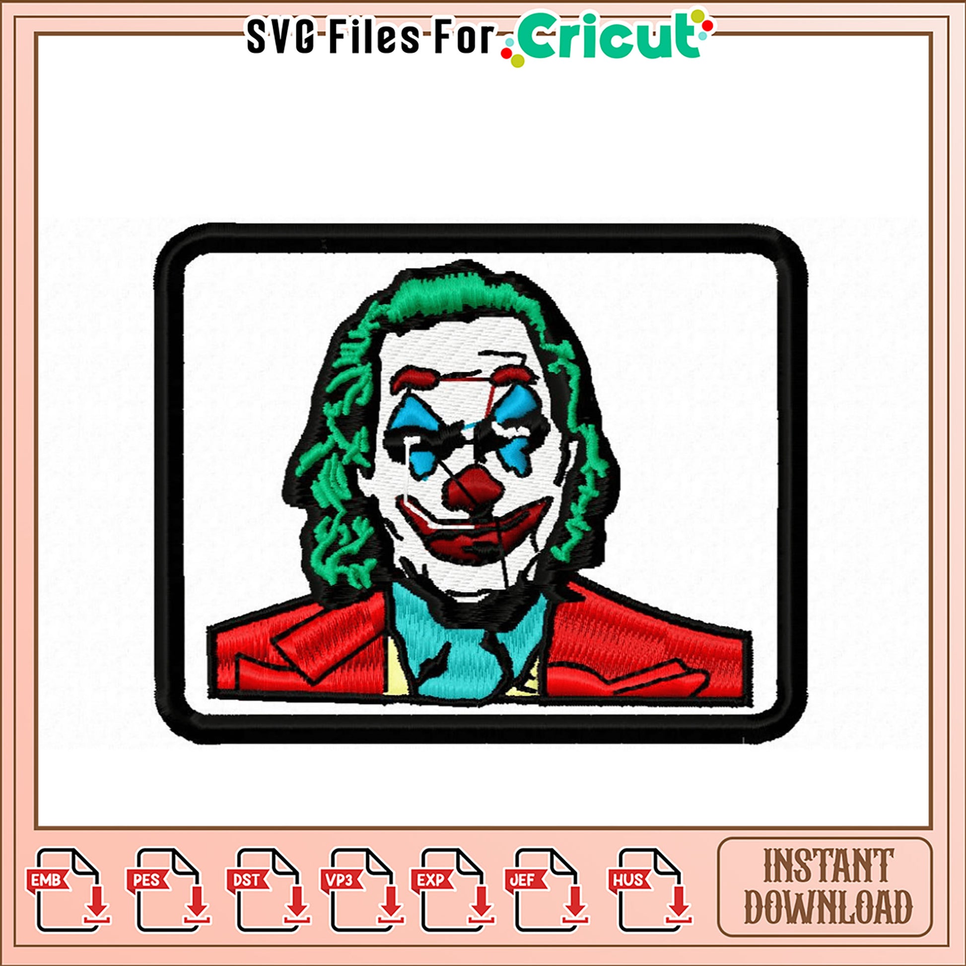 Joker Embroidery Design Instant Download for Crafts