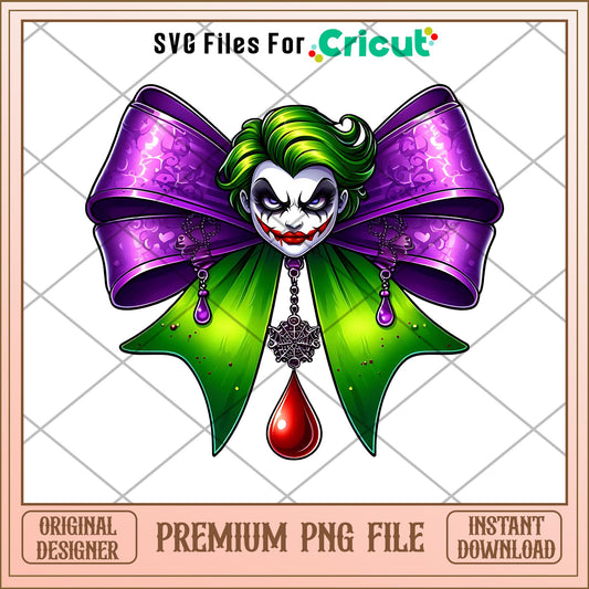 Joker character bow png, character png, halloween png