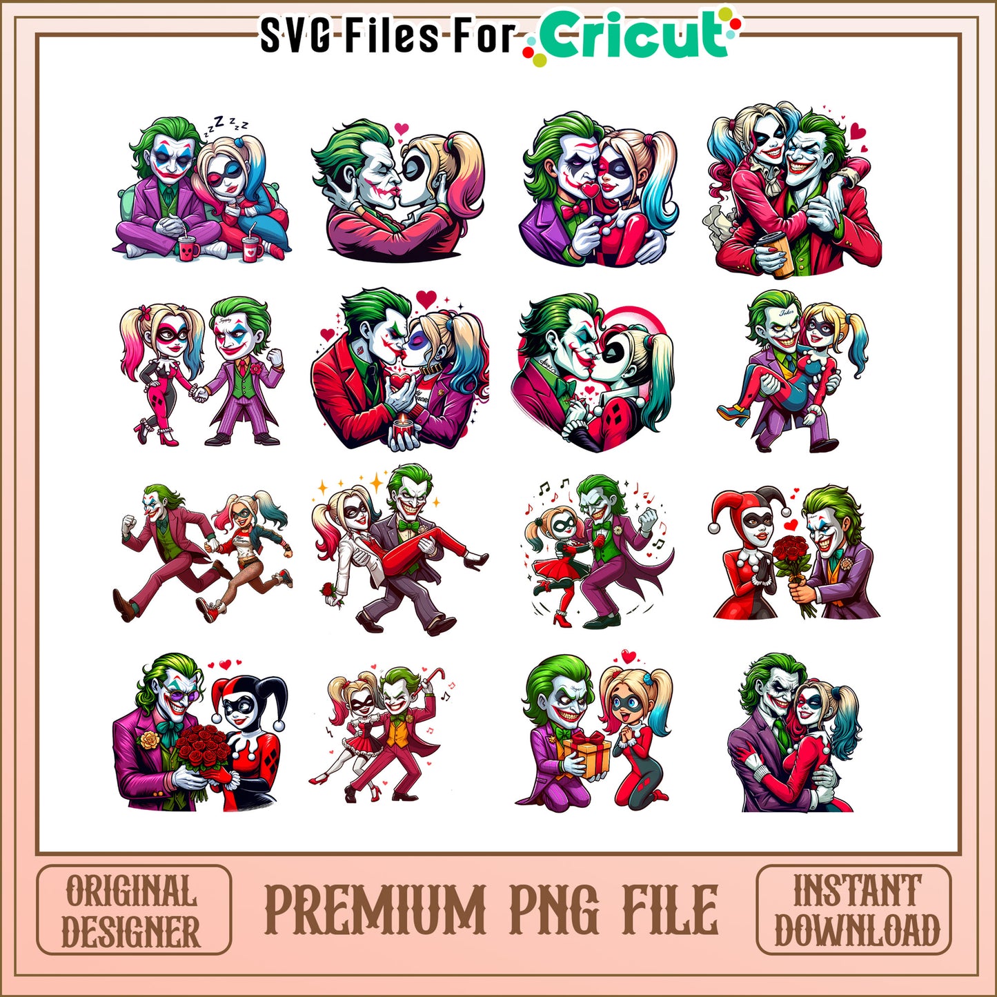 joker and harley quinn valentine bundle png, joker and harley quinn​ png