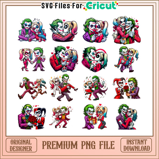 joker and harley quinn valentine bundle png, joker and harley quinn​ png