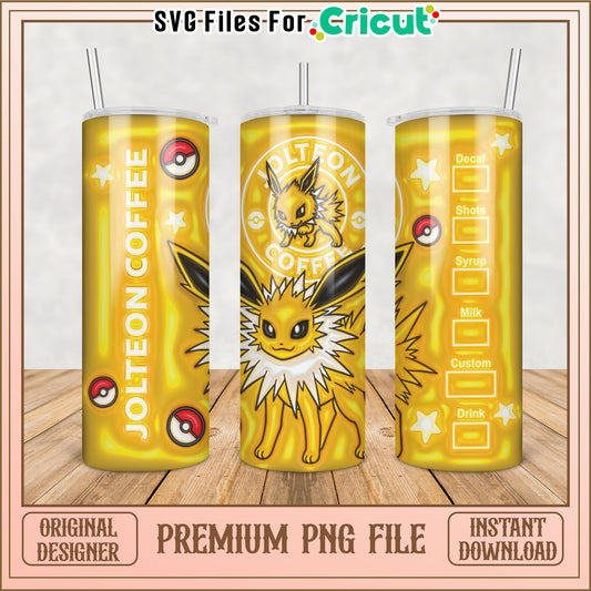 Jolteon Coffee Tumbler PNG Design for Cricut Premium Download