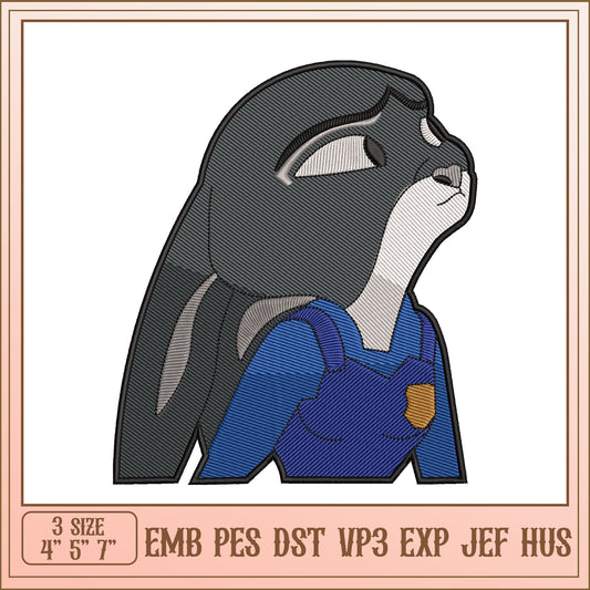 Judy Hopps Embroidery Design - 3 Sizes