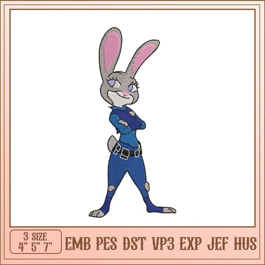 Judy Hopps Embroidery Design 3 Sizes