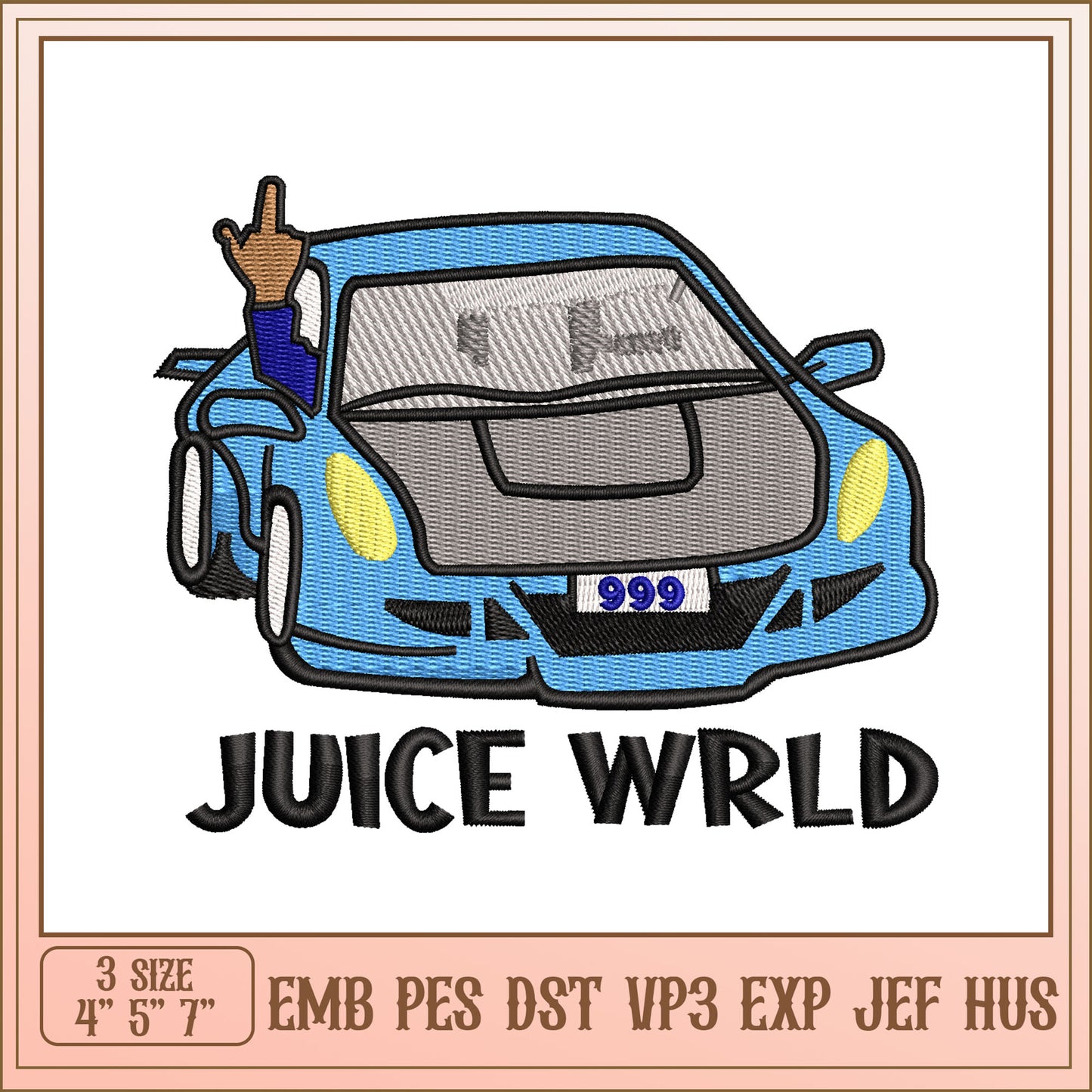 Juice WRLD Car Embroidery Design