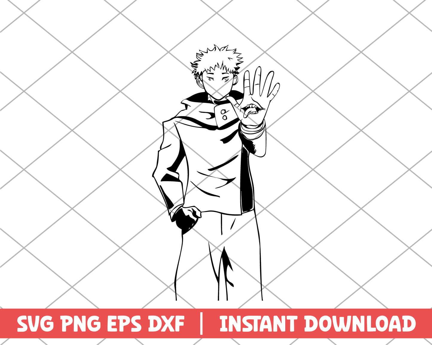 Jujutsu Kaisen Itadori yuji fanart anime svg