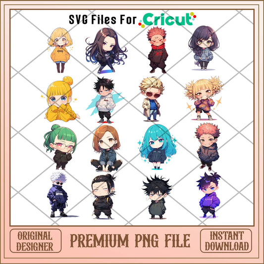 Jujutsu Kaisen Chibi png bundle, Anime Chibi movies bundle