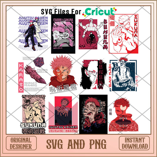 Anime Jujutsu kaisen Yuji Itadori svg bundle