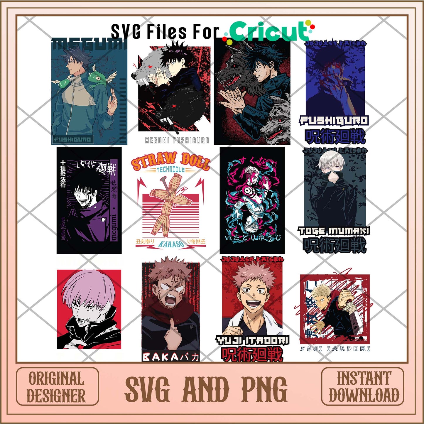 Anime Jujutsu kaisen Megumi Fushiguro svg bundle