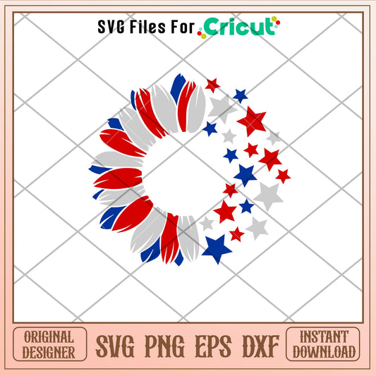 July 4th Sunflower, July 4th Stars Sunflower Svg