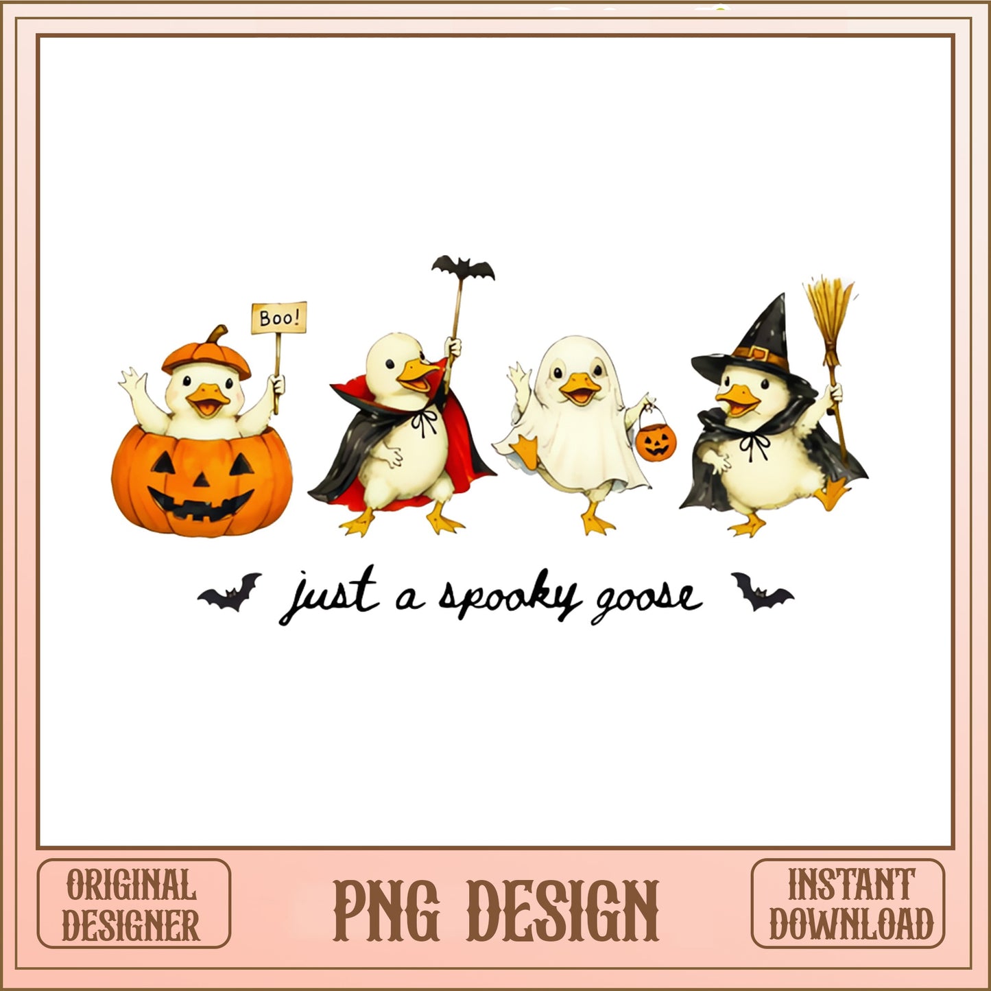 Just A Spooky Goose PNG, Halloween Duck Costume, Funny Halloween PNG