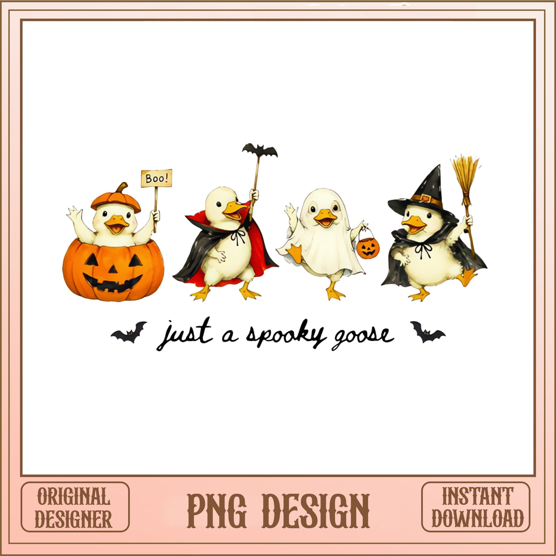 Just A Spooky Goose PNG, Halloween Duck Costume, Funny Halloween PNG