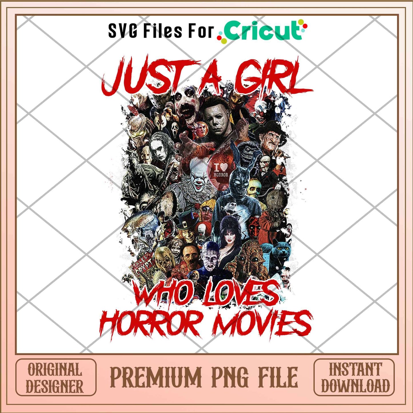 Just a Girl Who Loves Horror Movies red png,  Horror characters png, Digital Download