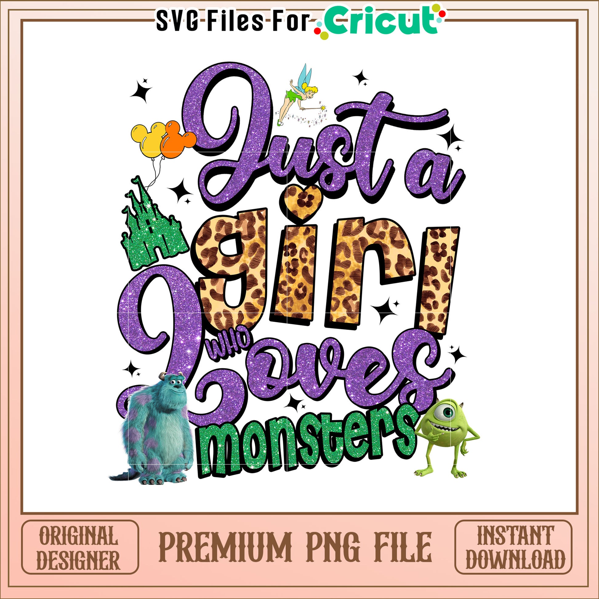 Just a Girl Who Loves Monsters Cute PNG Design for Kids
