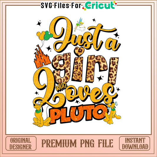 Just a Girl Who Loves Pluto Leopard Print PNG Design for Fans