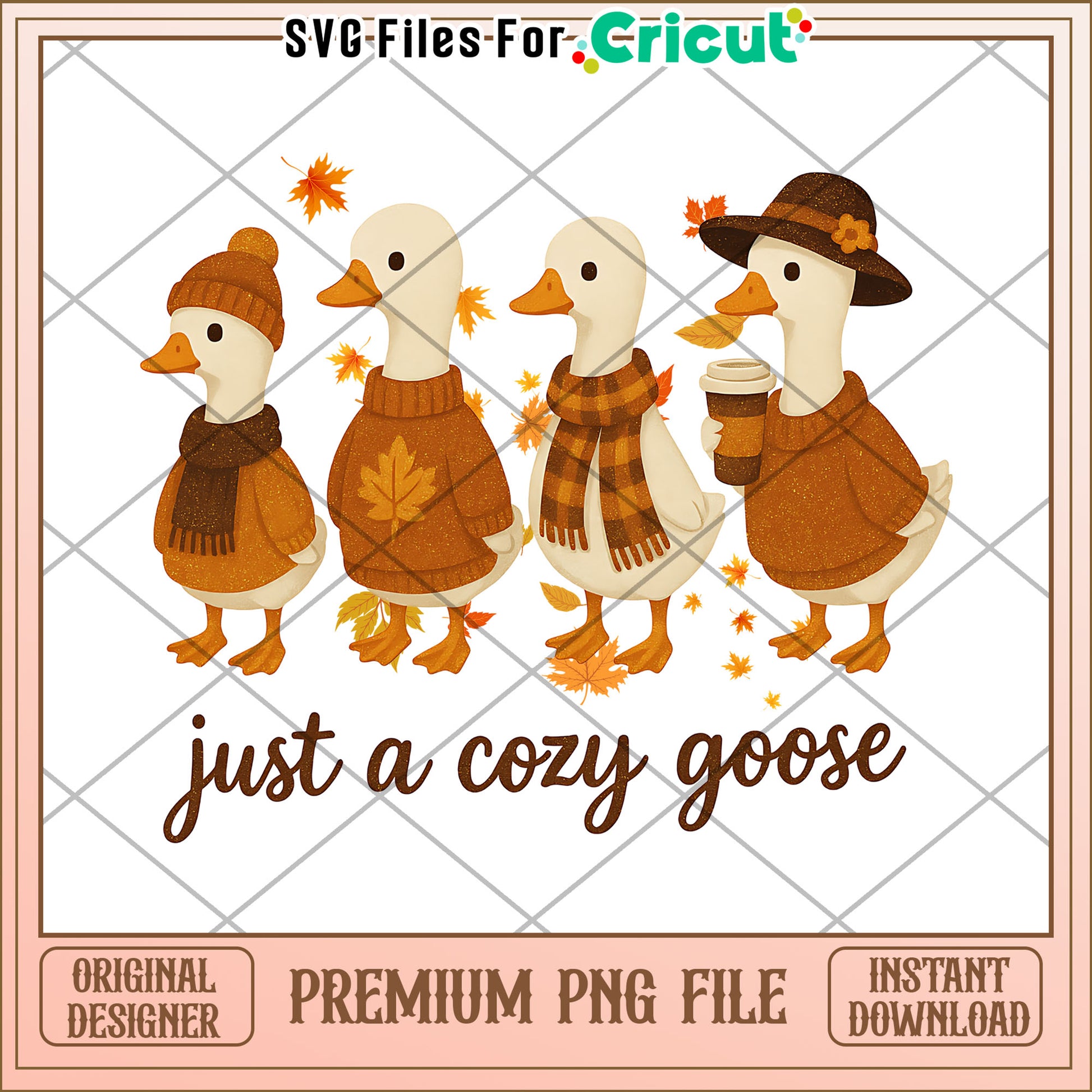 Just a cozy goose png, autumn cartoon png, fall design png