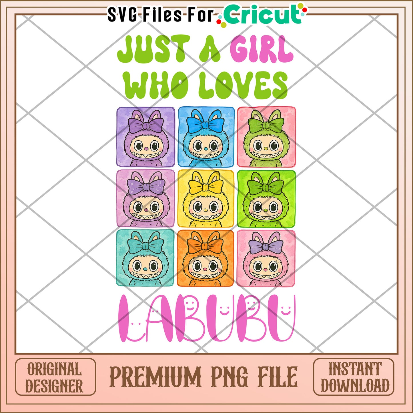 Just a girl who love labubu png, labubu quotes png, funny labubu png