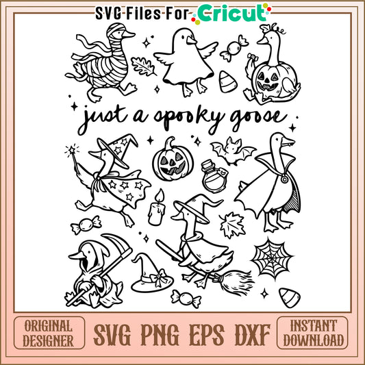 Just s pooky goose outline svg, cartoons characters svg, halloween costumes svg