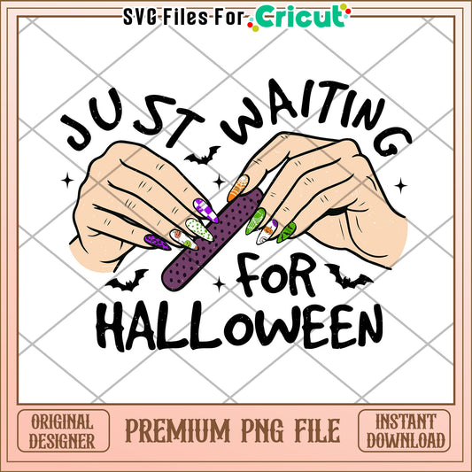 Just waiting for halloween design png, spooky season png, october 31 celebration png