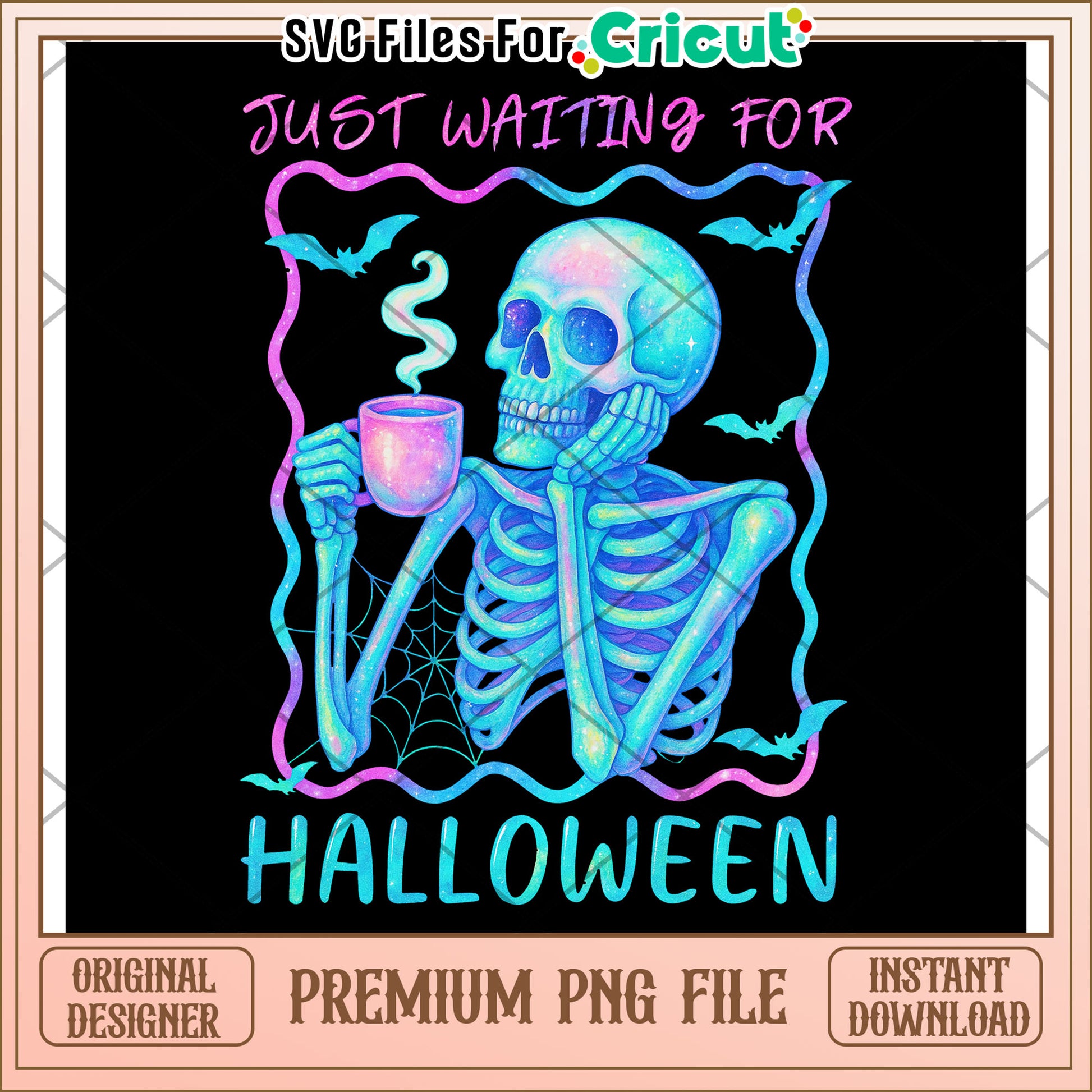 Just waiting for halloween neon png, halloween time png, halloween decor png