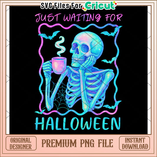 Just waiting for halloween neon png, halloween time png, halloween decor png