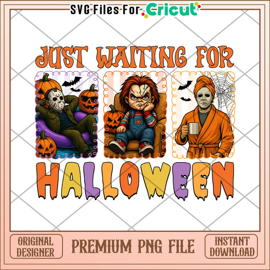 Just waiting for halloween png, scary characters png, halloween pumkin png