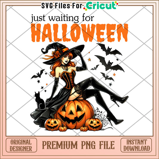 Just waiting for halloween witch png, halloween decorations png, halloween cartoon png