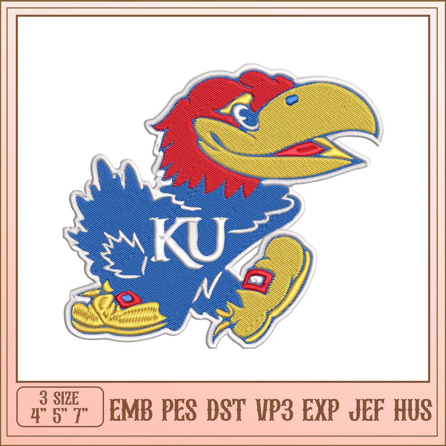 KU Jayhawk Embroidery Design