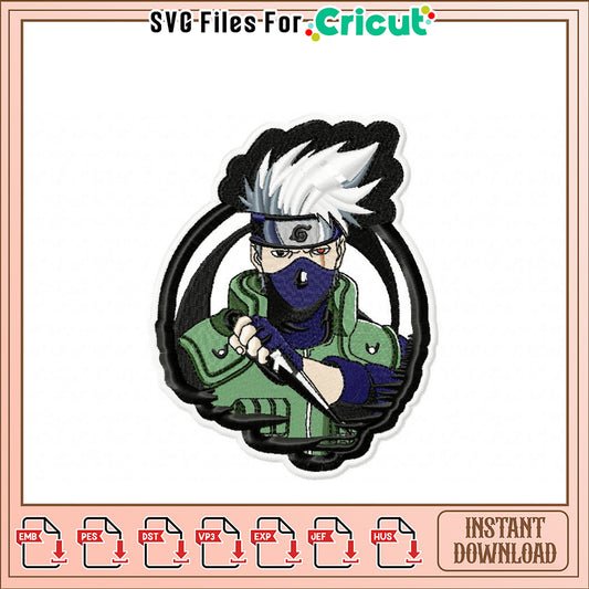 Kakashi Embroidery Design for Instant Download Use