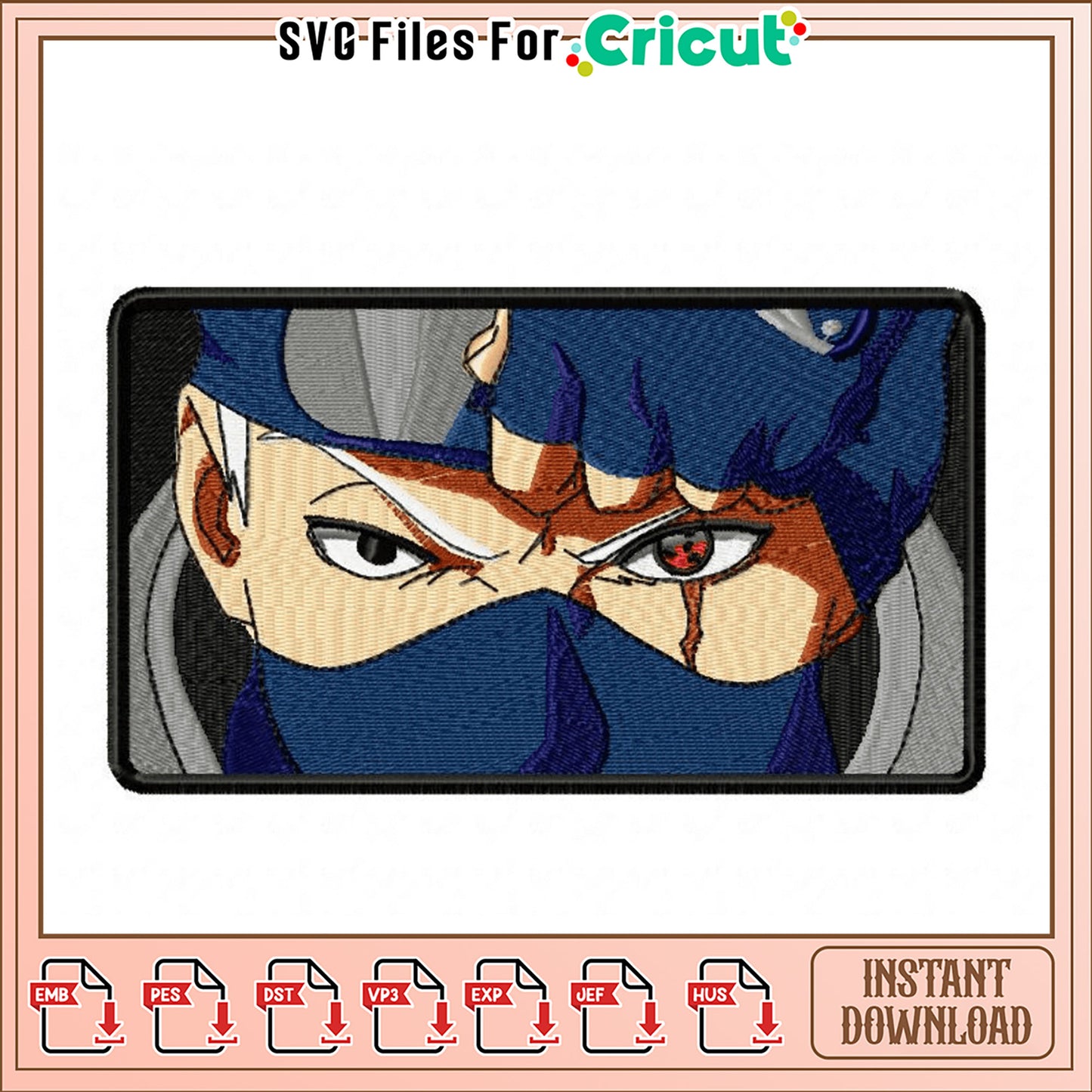 Kakashi Hatake Embroidery Design Instant Download