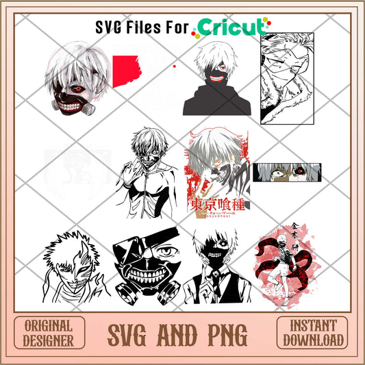 Tokyo Ghoul anime svg, Kaneki character bundle - Svgfileforcricut