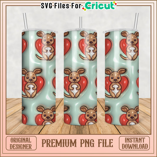 Kangaroo Heart Tumbler PNG Design
