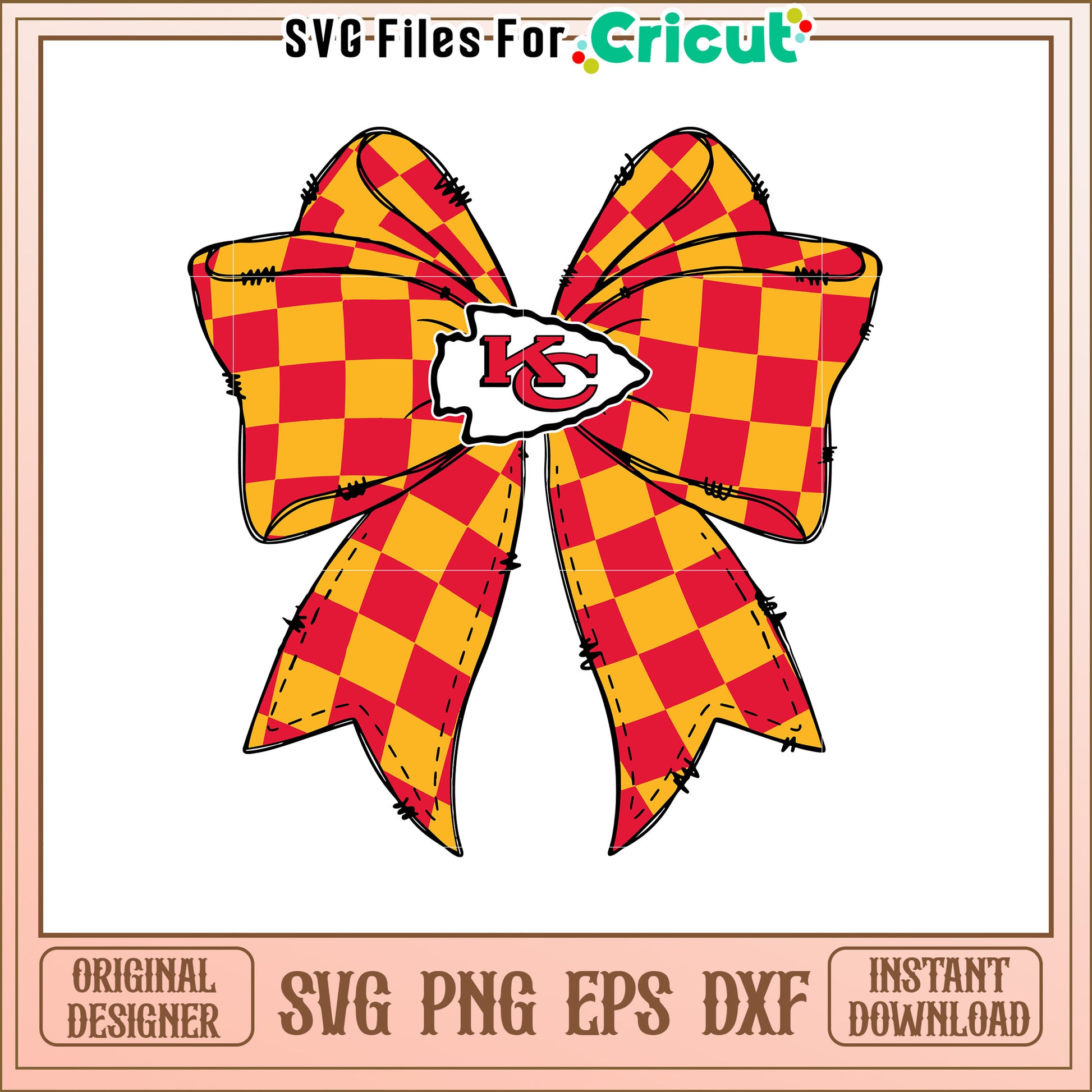 Kansas City Chiefs Checkered Bow SVG