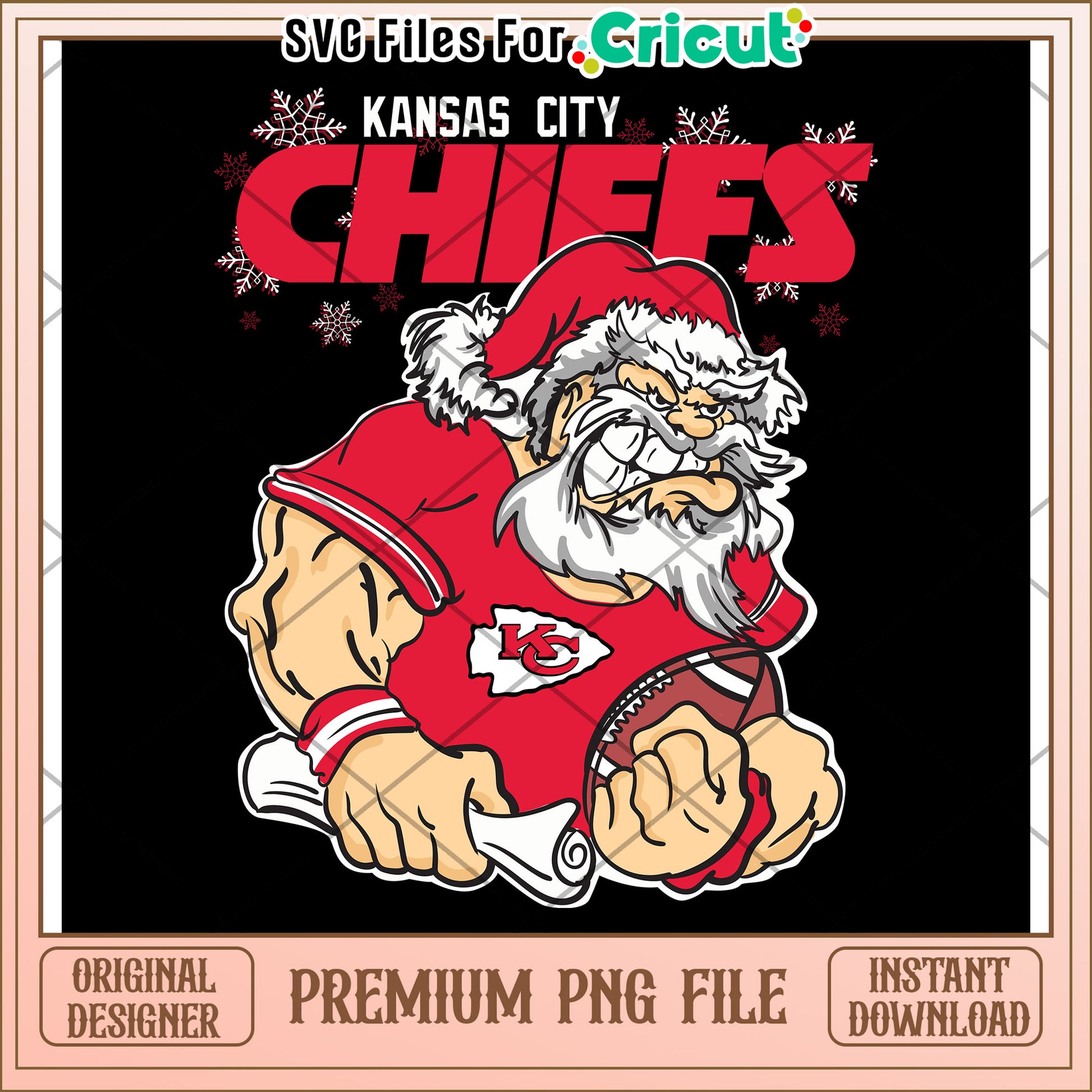 Kansas City Chiefs Christmas Santa PNG file, perfect for Cricut projects