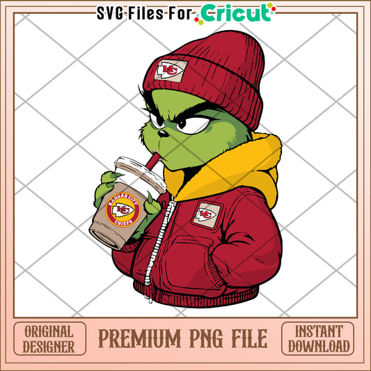 Kansas City Chiefs Grinch PNG Design, Perfect for Cricut Projects