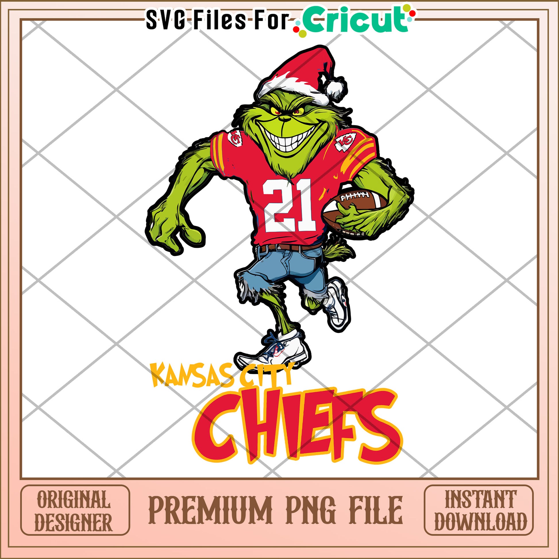 Kansas City Chiefs Grinch PNG File, perfect for Cricut projects